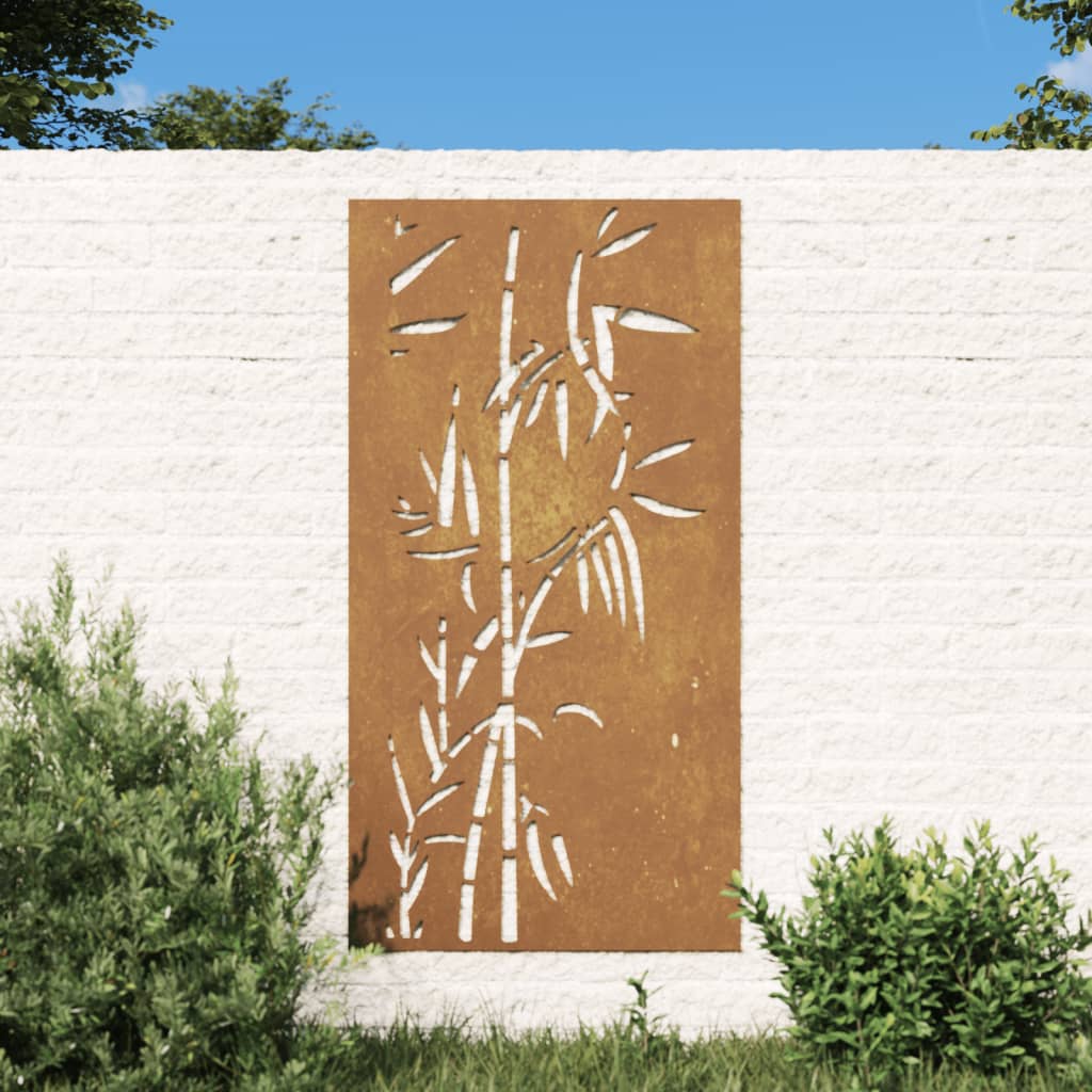 Décoration murale jardin 105x55 cm acier corten design bambou - XIOS
