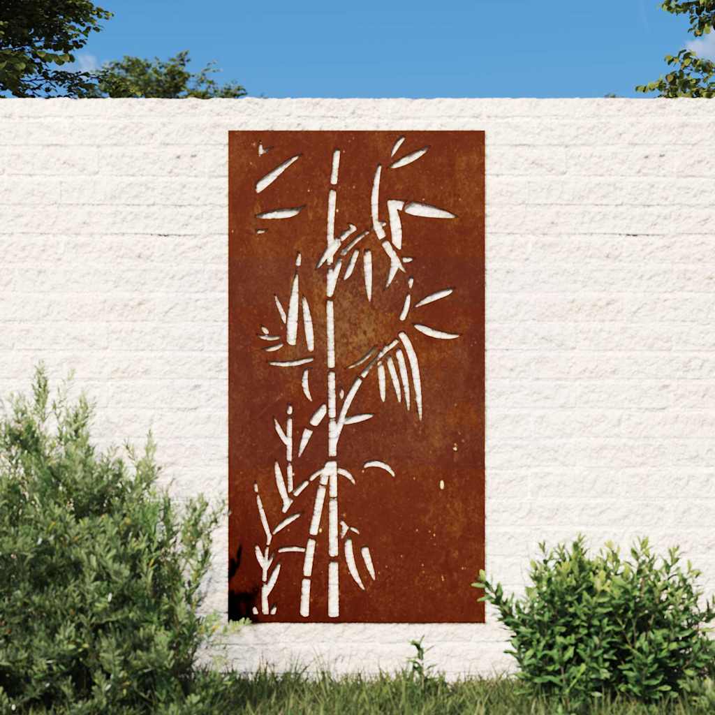 Décoration murale jardin 105x55 cm acier corten design bambou - XIOS