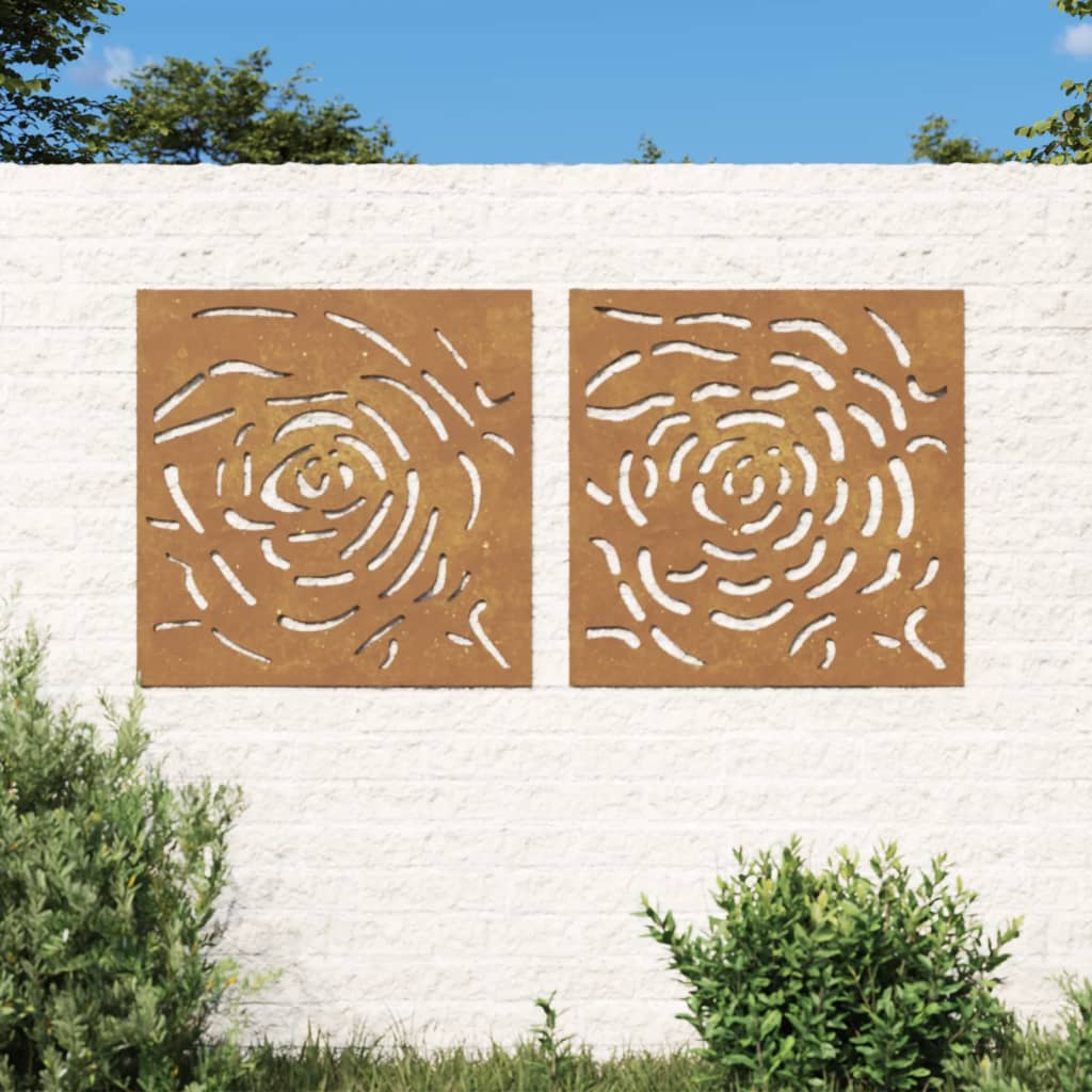 Décorations murales jardin 2 pcs 55x55 cm design de rose - XIOS
