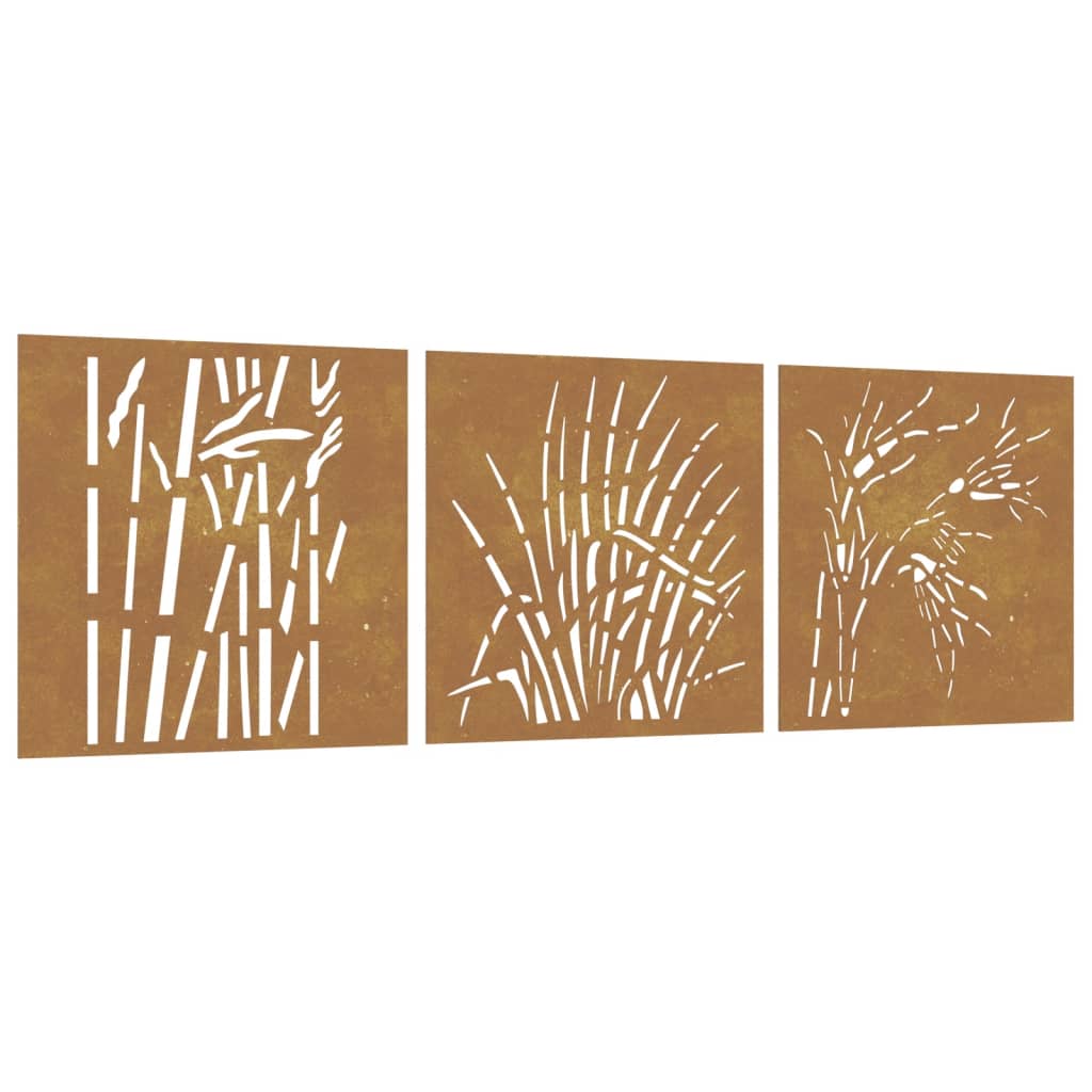 Décorations murales jardin 3 pcs 55x55 cm design d'herbe - XIOS