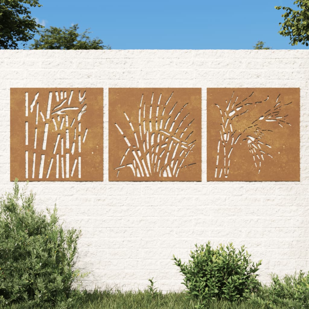 Décorations murales jardin 3 pcs 55x55 cm design d'herbe - XIOS