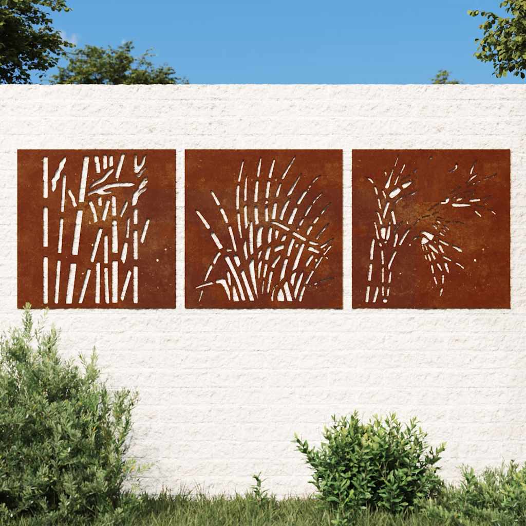 Décorations murales jardin 3 pcs 55x55 cm design d'herbe - XIOS