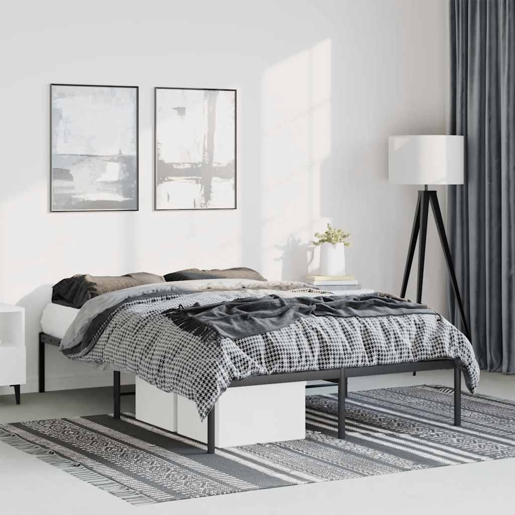 Cadre de lit métal sans matelas noir 135x190 cm - XIOS