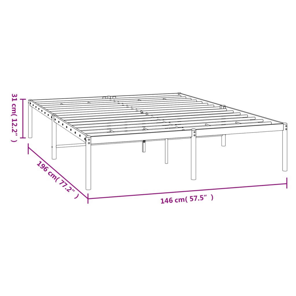 Cadre de lit métal sans matelas noir 140x190 cm - XIOS