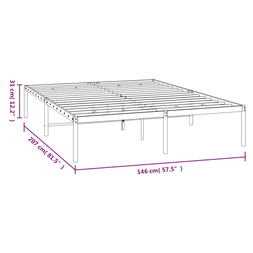 Cadre de lit métal sans matelas noir 140x200 cm - XIOS