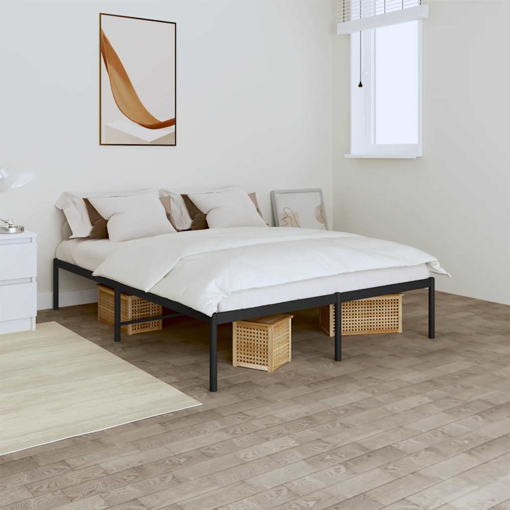 Cadre de lit métal sans matelas noir 160x200 cm - XIOS