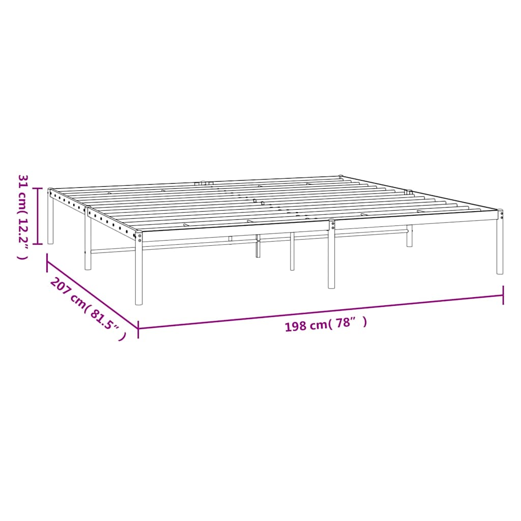 Cadre de lit métal sans matelas noir 193x203 cm - XIOS