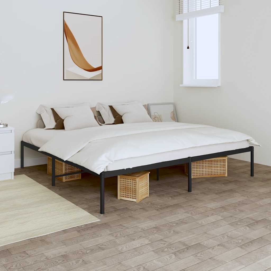 Cadre de lit métal sans matelas noir 200x200 cm - XIOS
