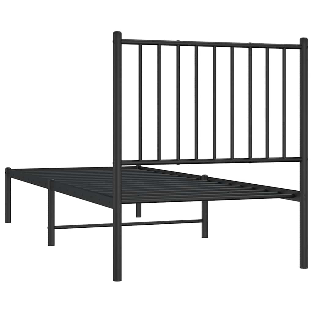 Cadre de lit métal sans matelas avec tête de lit noir 80x200 cm - XIOS