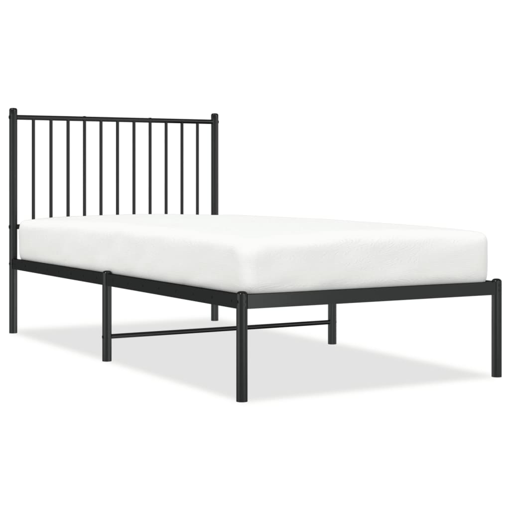 Cadre de lit métal sans matelas avec tête de lit noir 90x190 cm - XIOS