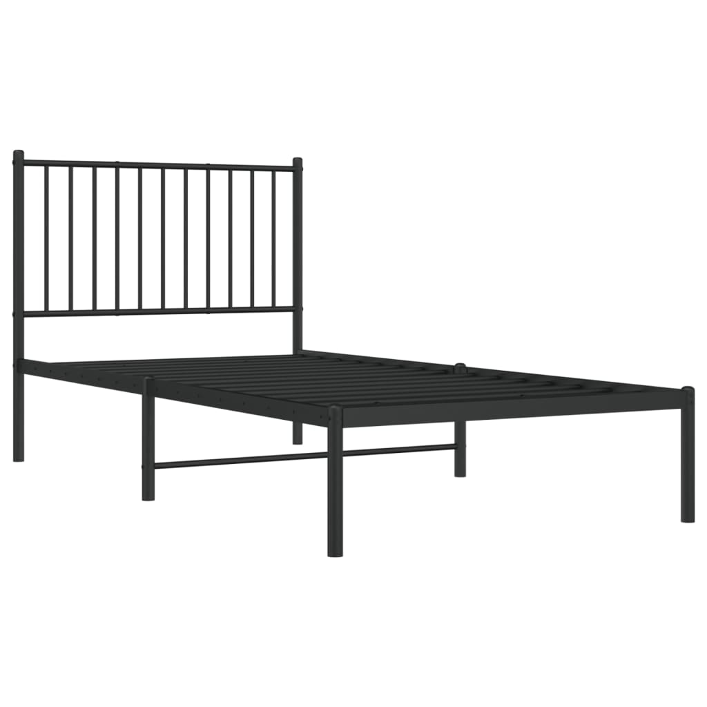 Cadre de lit métal sans matelas avec tête de lit noir 90x190 cm - XIOS
