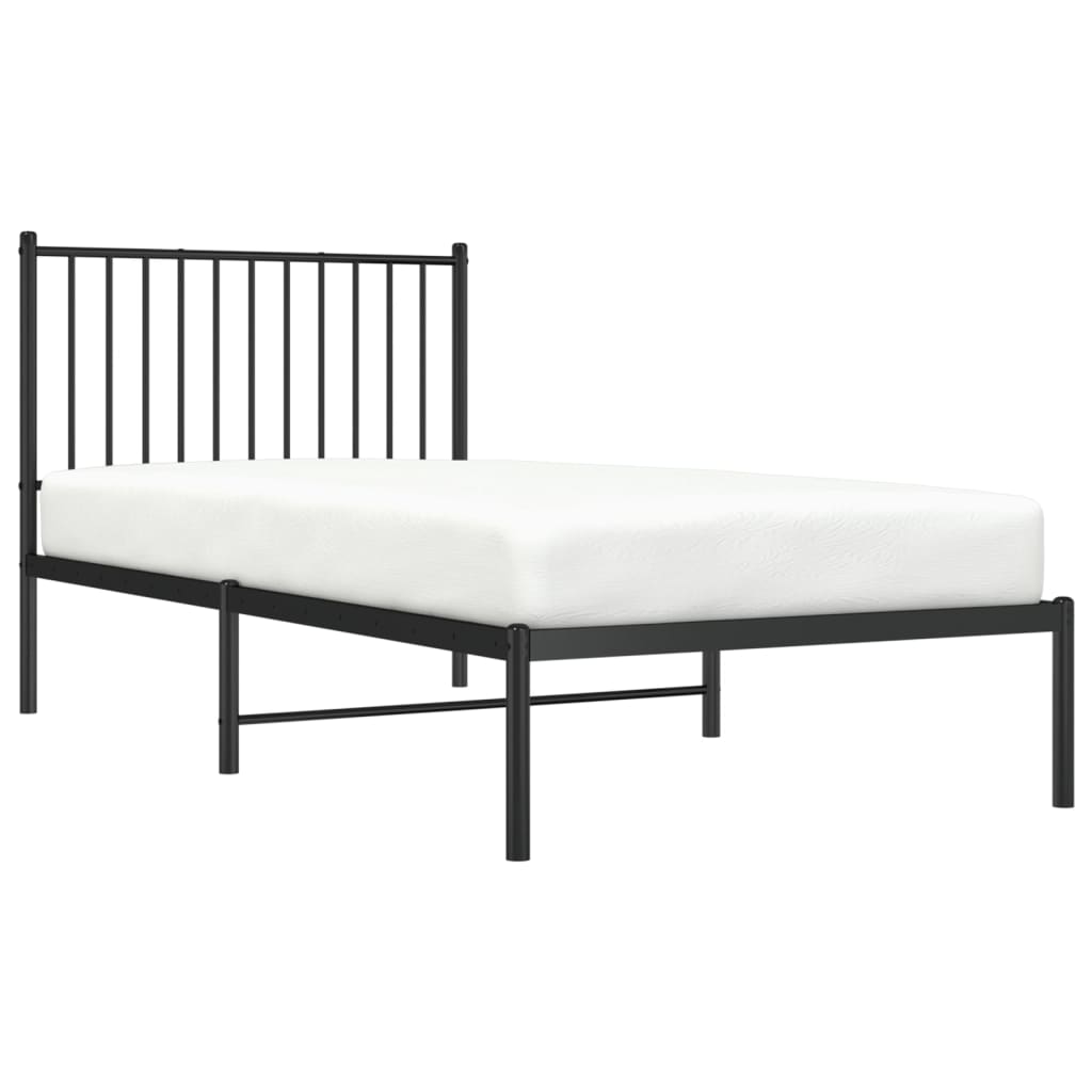 Cadre de lit métal sans matelas avec tête de lit noir 90x190 cm - XIOS