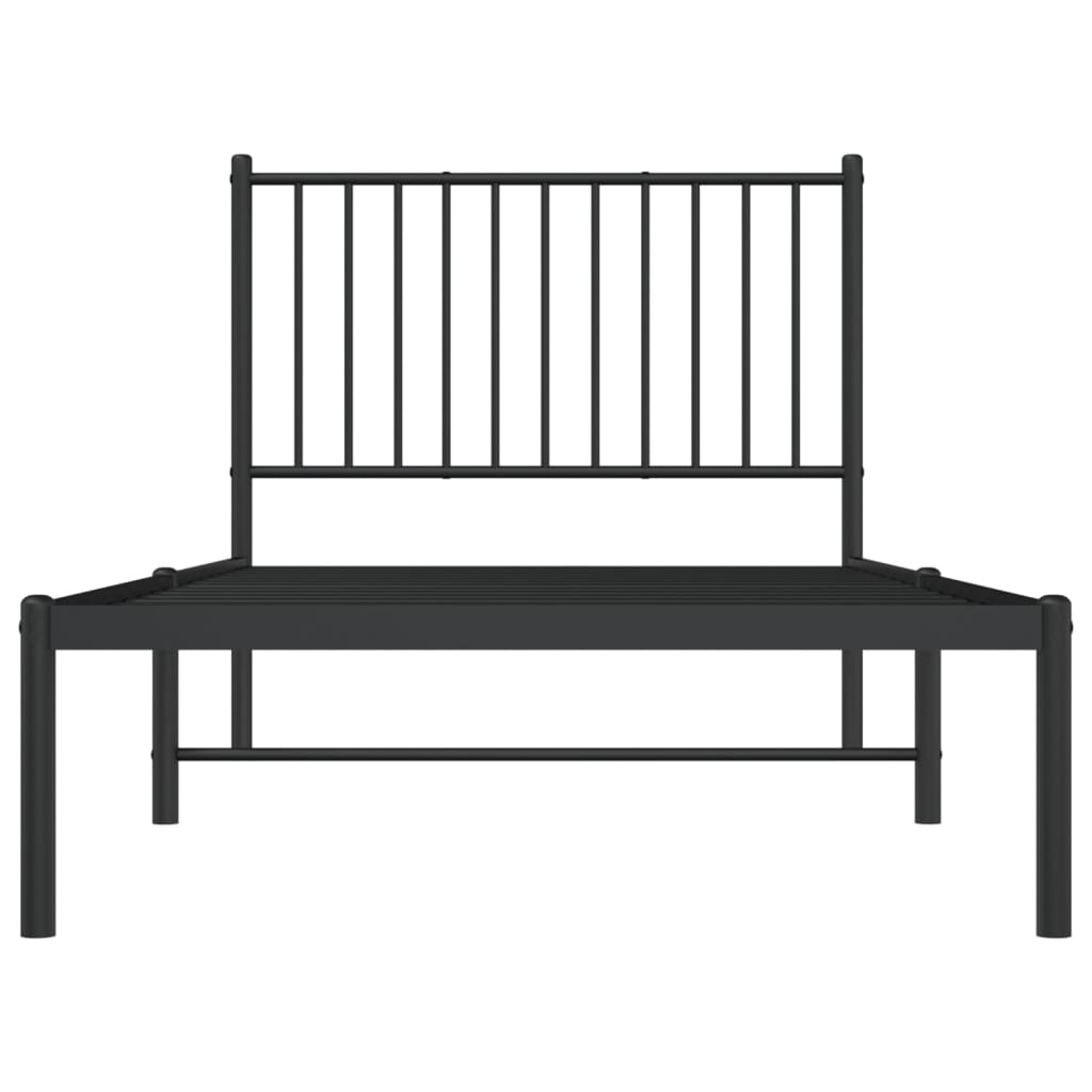 Cadre de lit métal sans matelas avec tête de lit noir 90x190 cm - XIOS