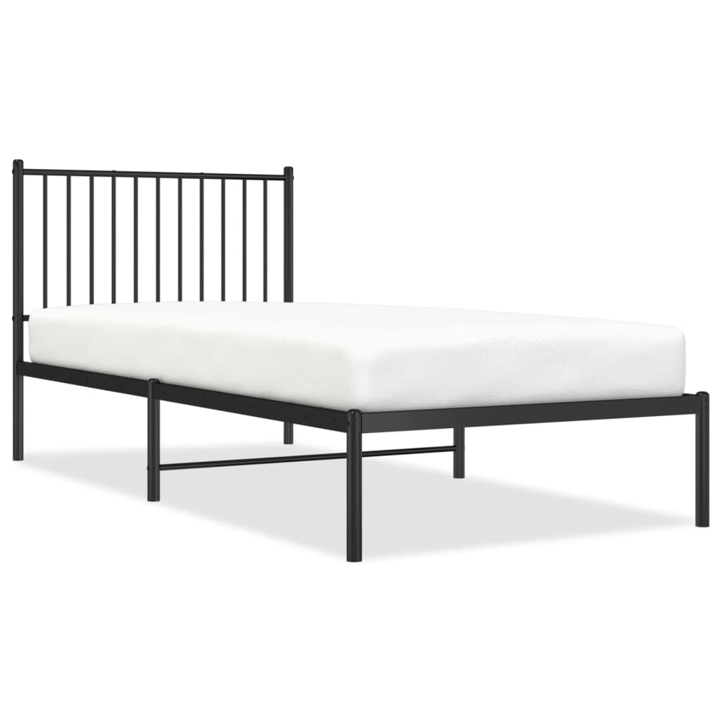 Cadre de lit métal sans matelas avec tête de lit noir 90x200 cm - XIOS