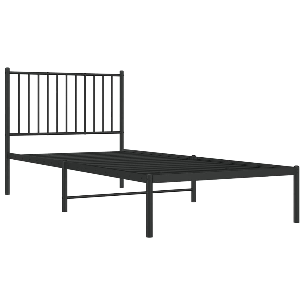 Cadre de lit métal sans matelas avec tête de lit noir 90x200 cm - XIOS