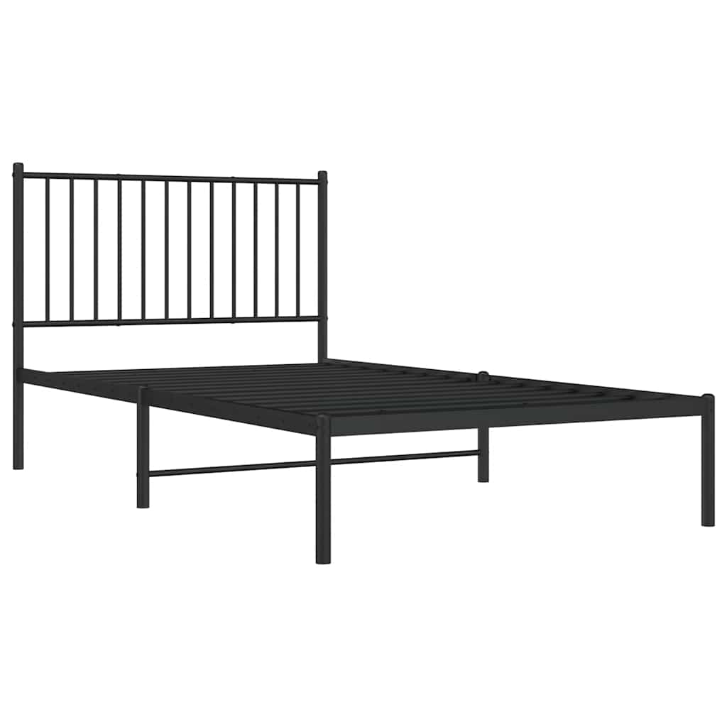 Cadre de lit métal sans matelas avec tête de lit noir 100x190cm - XIOS