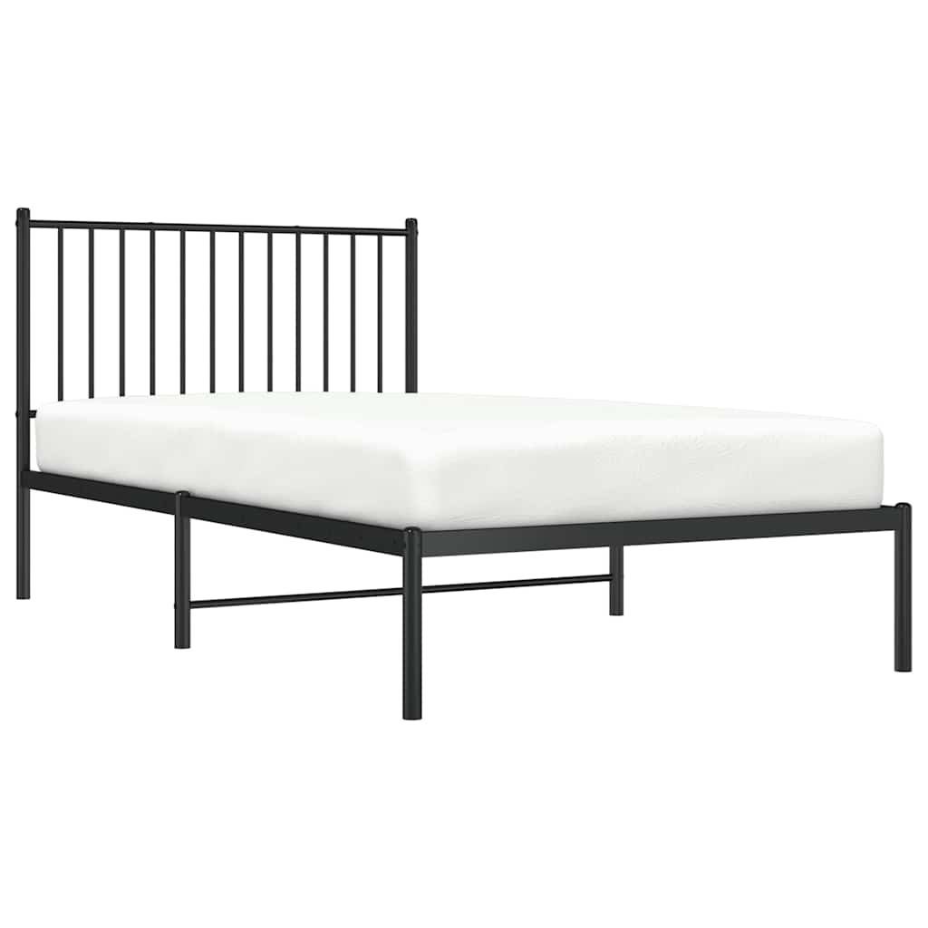 Cadre de lit métal sans matelas avec tête de lit noir 100x190cm - XIOS