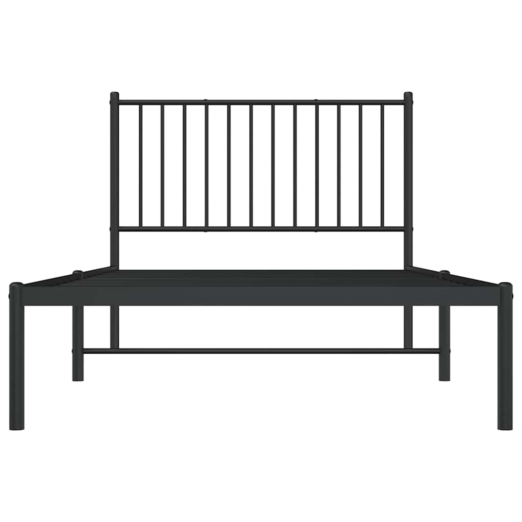 Cadre de lit métal sans matelas avec tête de lit noir 100x190cm - XIOS