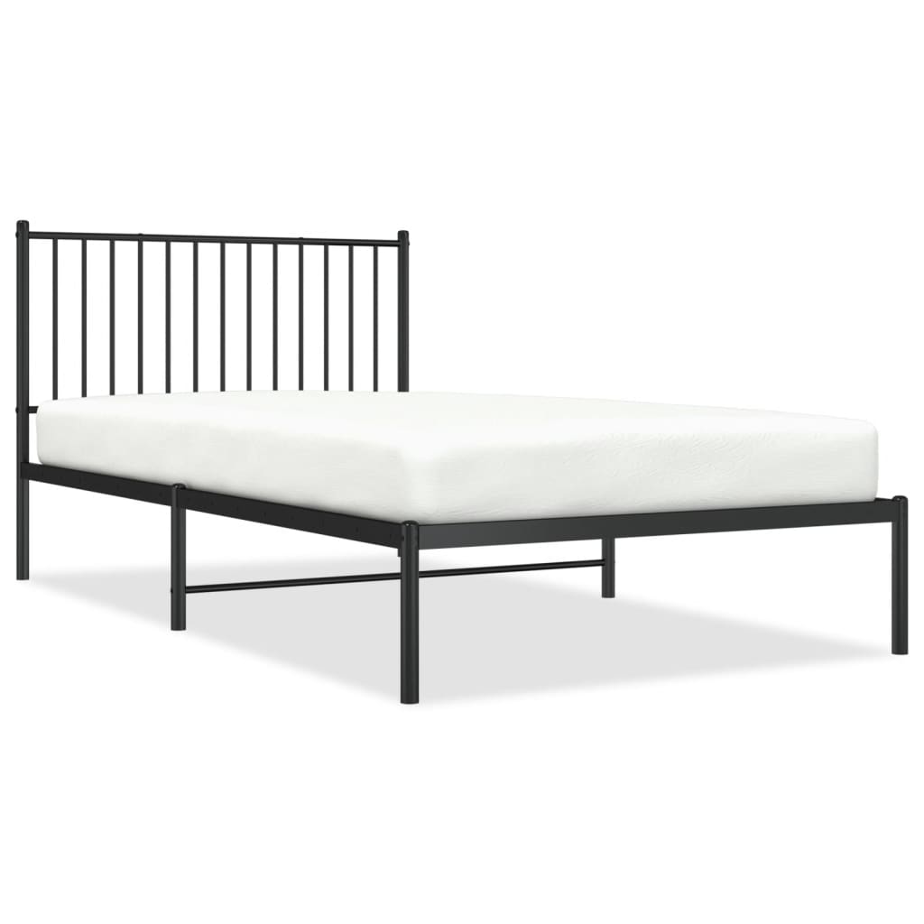 Cadre de lit métal sans matelas avec tête de lit noir 107x203cm - XIOS