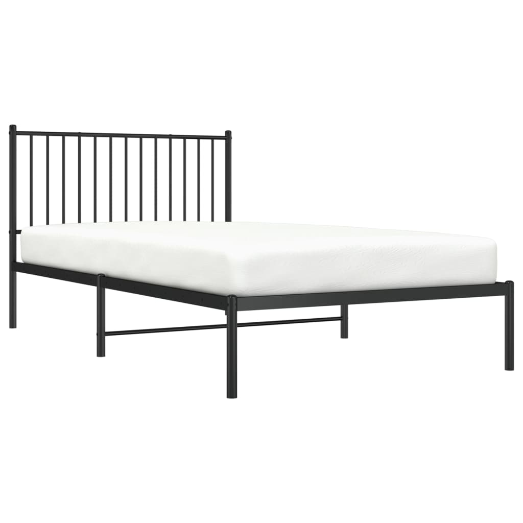 Cadre de lit métal sans matelas avec tête de lit noir 107x203cm - XIOS