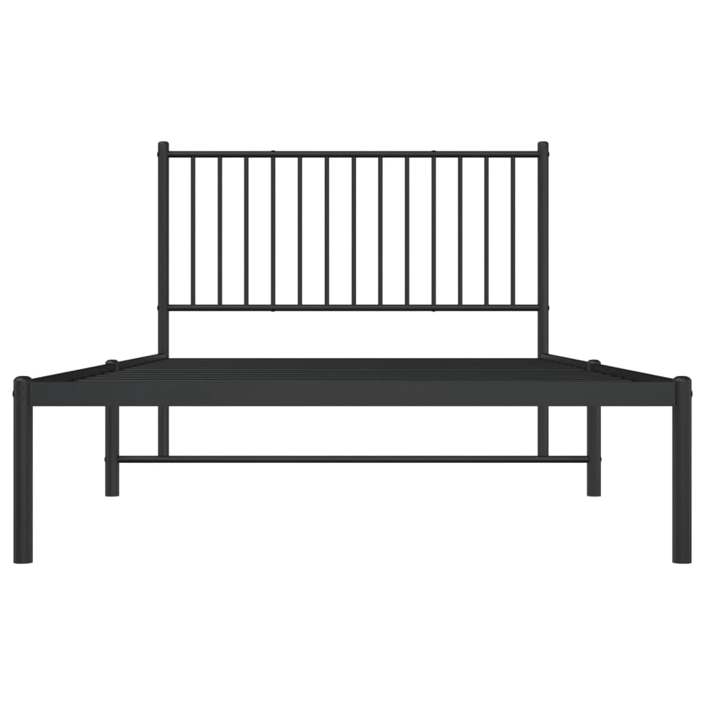 Cadre de lit métal sans matelas avec tête de lit noir 107x203cm - XIOS
