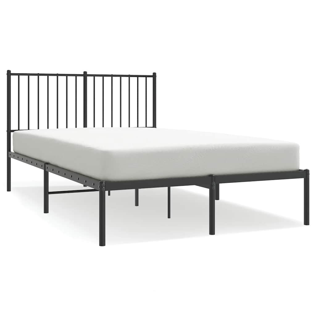 Cadre de lit métal sans matelas avec tête de lit noir 120x190cm - XIOS