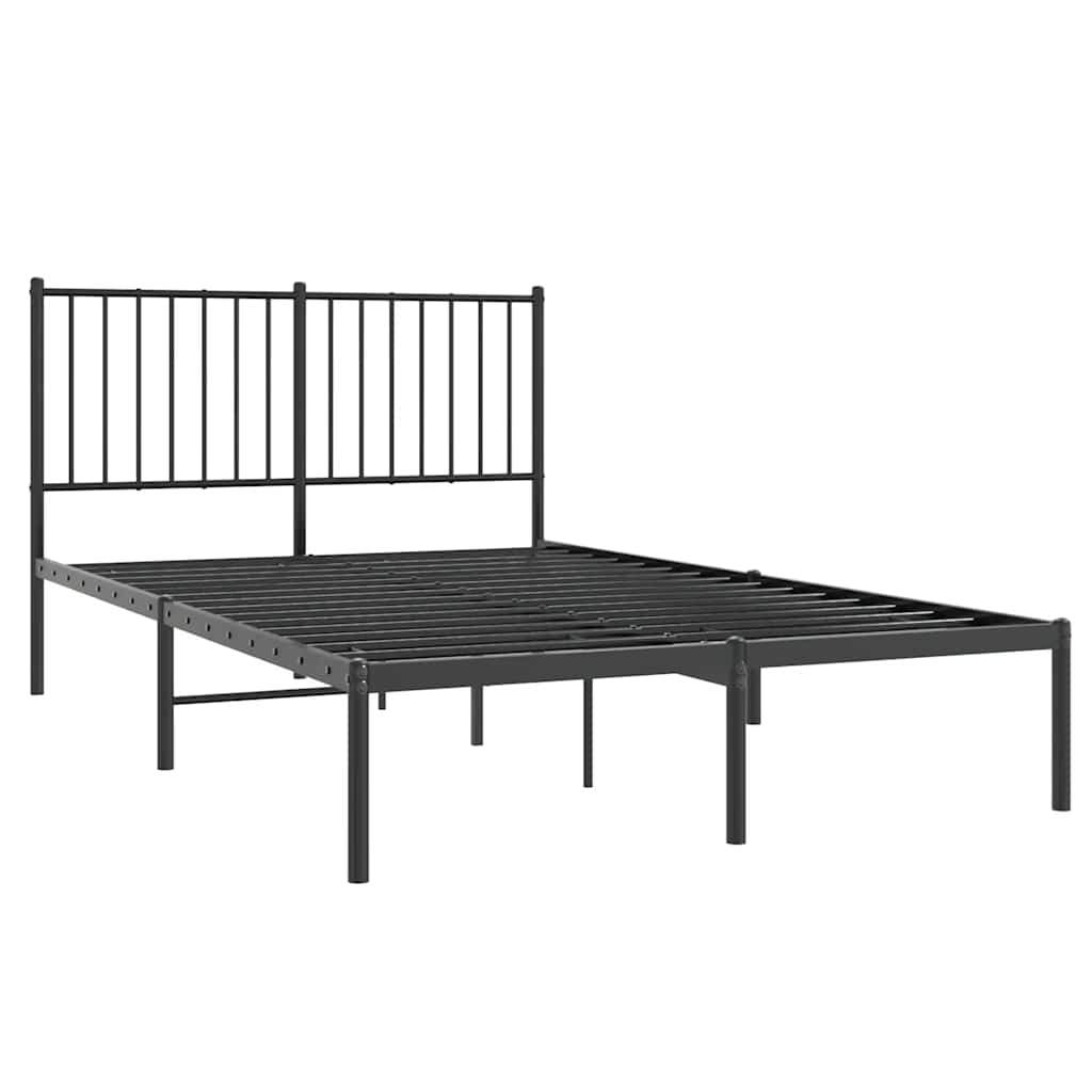 Cadre de lit métal sans matelas avec tête de lit noir 120x190cm - XIOS