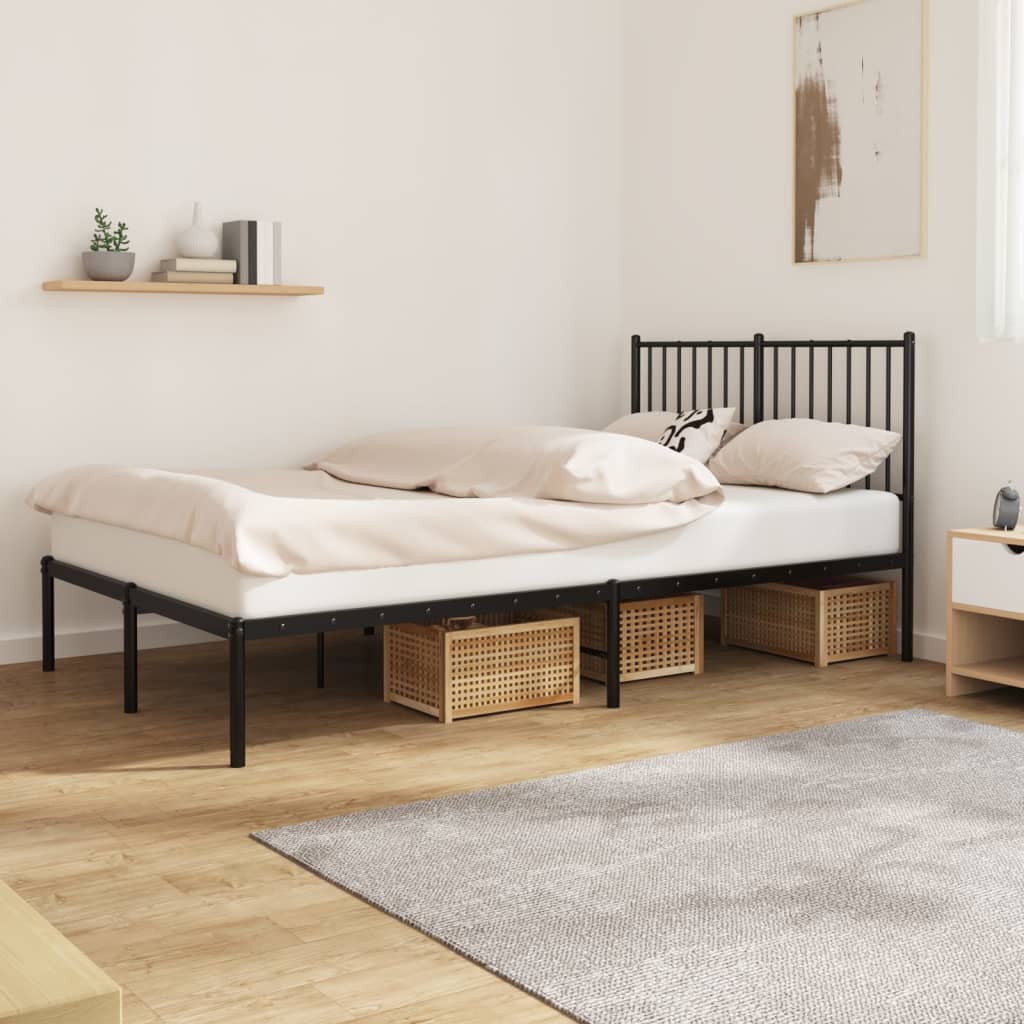Cadre de lit métal sans matelas avec tête de lit noir 120x200cm - XIOS