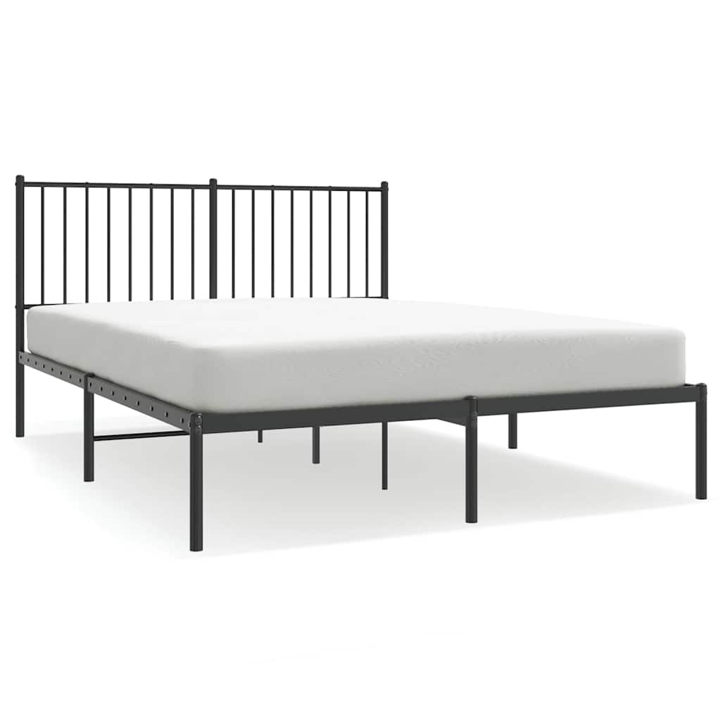 Cadre de lit métal sans matelas avec tête de lit noir 135x190cm - XIOS