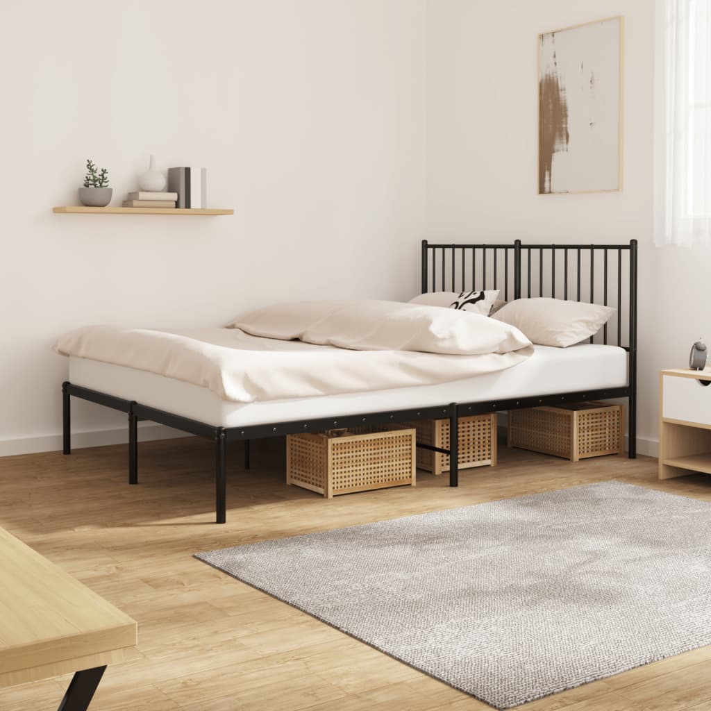 Cadre de lit métal sans matelas avec tête de lit noir 140x190cm - XIOS