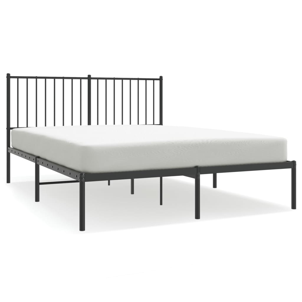 Cadre de lit métal sans matelas avec tête de lit noir 140x200cm - XIOS