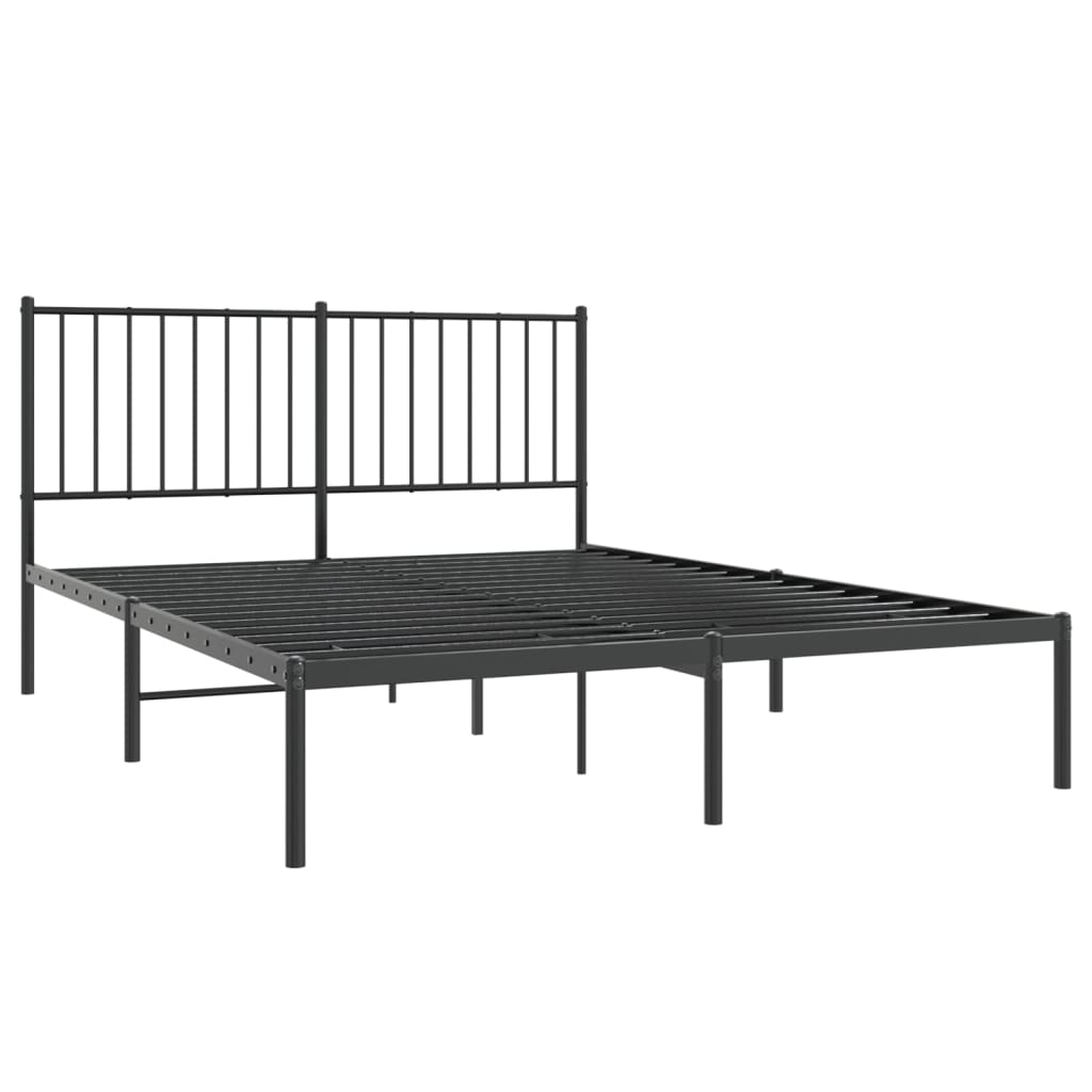 Cadre de lit métal sans matelas avec tête de lit noir 140x200cm - XIOS