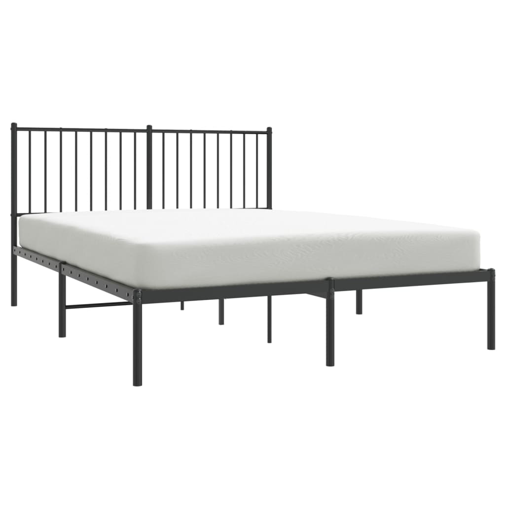 Cadre de lit métal sans matelas avec tête de lit noir 140x200cm - XIOS