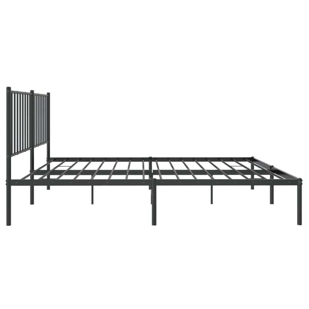 Cadre de lit métal sans matelas avec tête de lit noir 140x200cm - XIOS