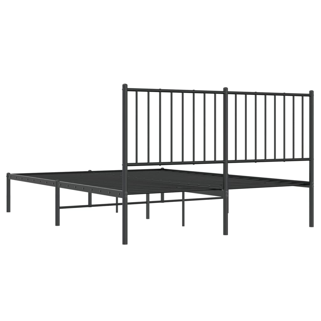 Cadre de lit métal sans matelas avec tête de lit noir 140x200cm - XIOS
