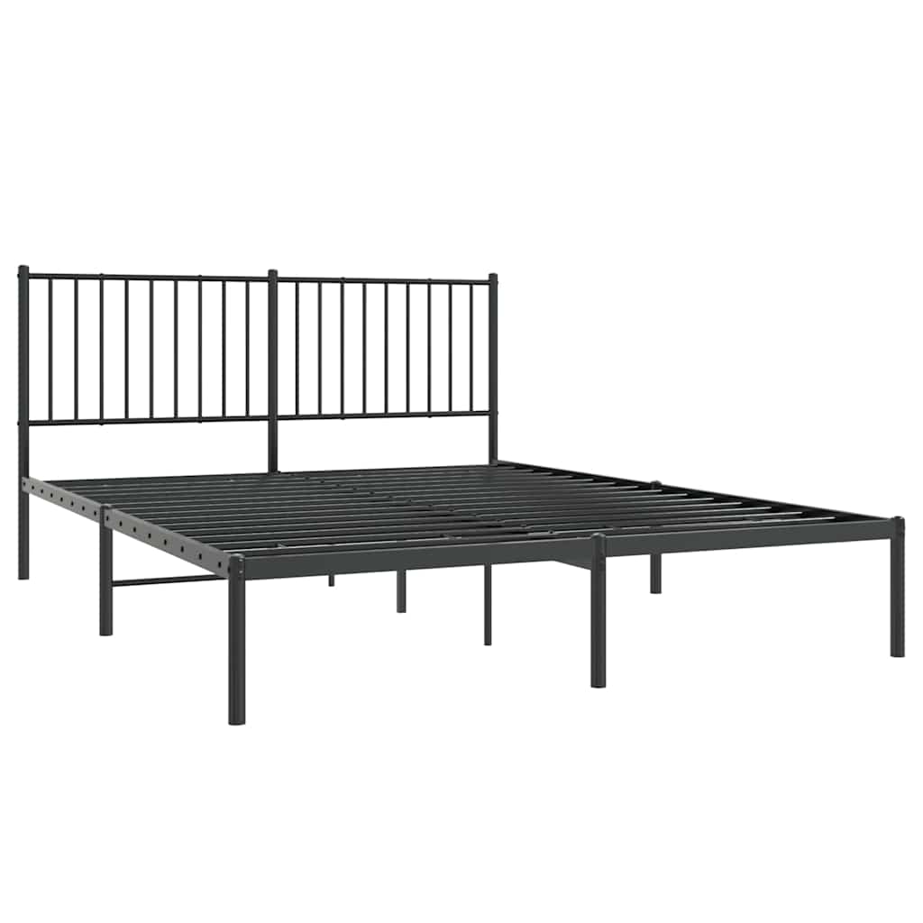 Cadre de lit métal sans matelas avec tête de lit noir 150x200cm - XIOS