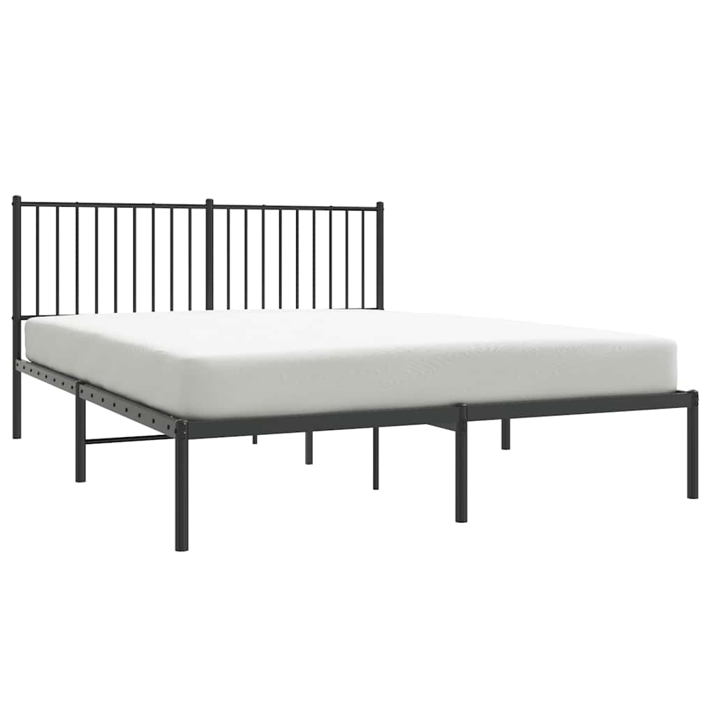 Cadre de lit métal sans matelas avec tête de lit noir 150x200cm - XIOS