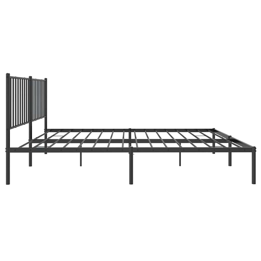 Cadre de lit métal sans matelas avec tête de lit noir 150x200cm - XIOS