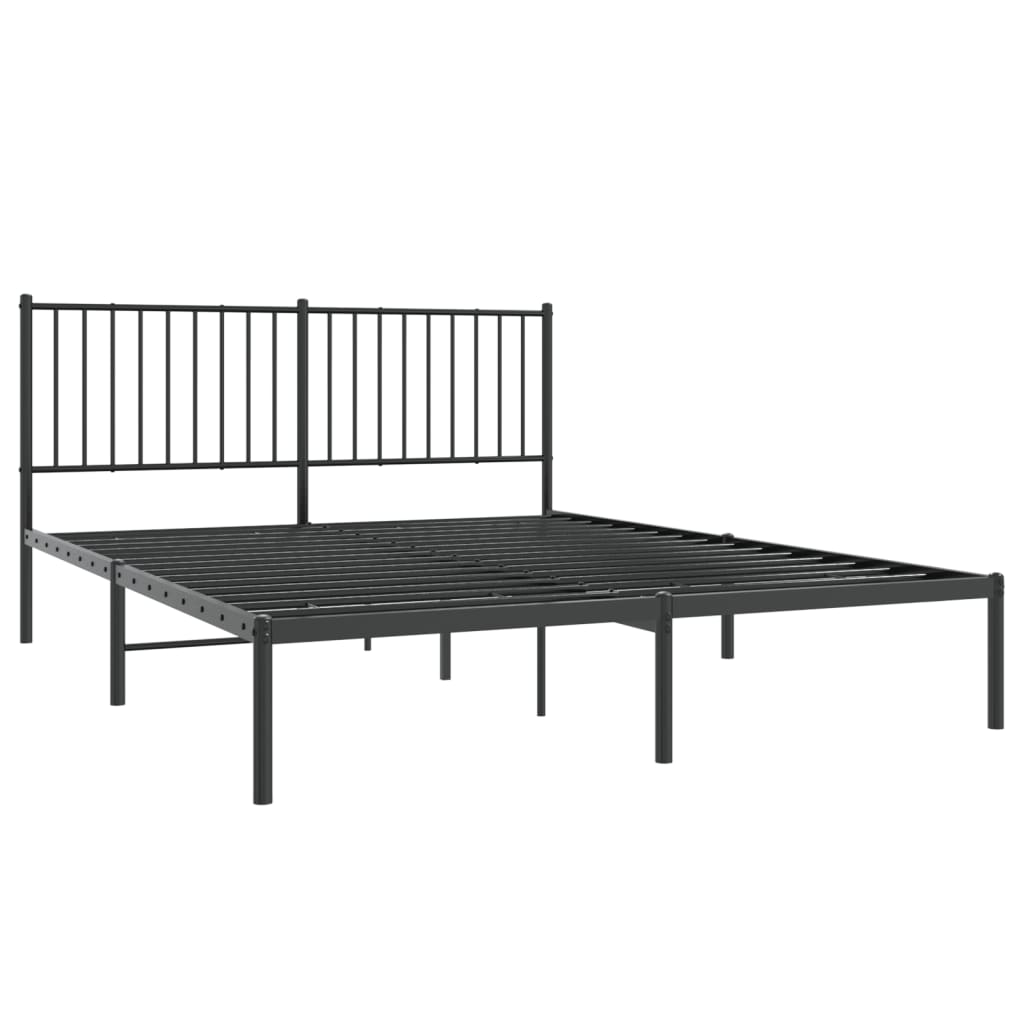 Cadre de lit métal sans matelas et tête de lit noir 160x200 cm - XIOS