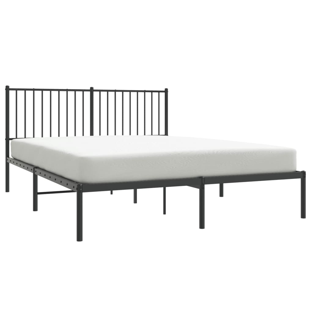 Cadre de lit métal sans matelas et tête de lit noir 160x200 cm - XIOS