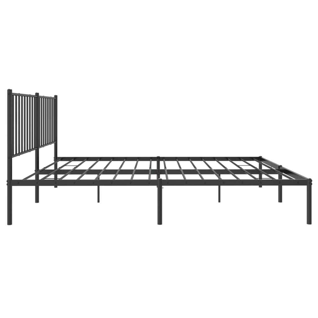 Cadre de lit métal sans matelas et tête de lit noir 160x200 cm - XIOS