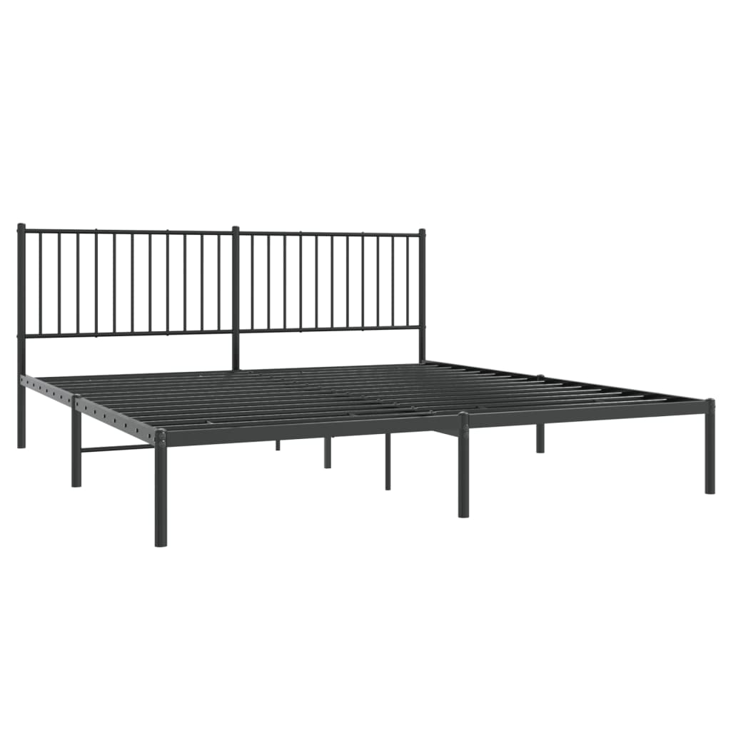 Cadre de lit métal sans matelas et tête de lit noir 180x200 cm - XIOS