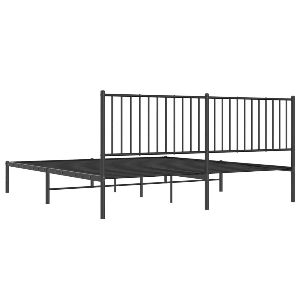 Cadre de lit métal sans matelas et tête de lit noir 180x200 cm - XIOS