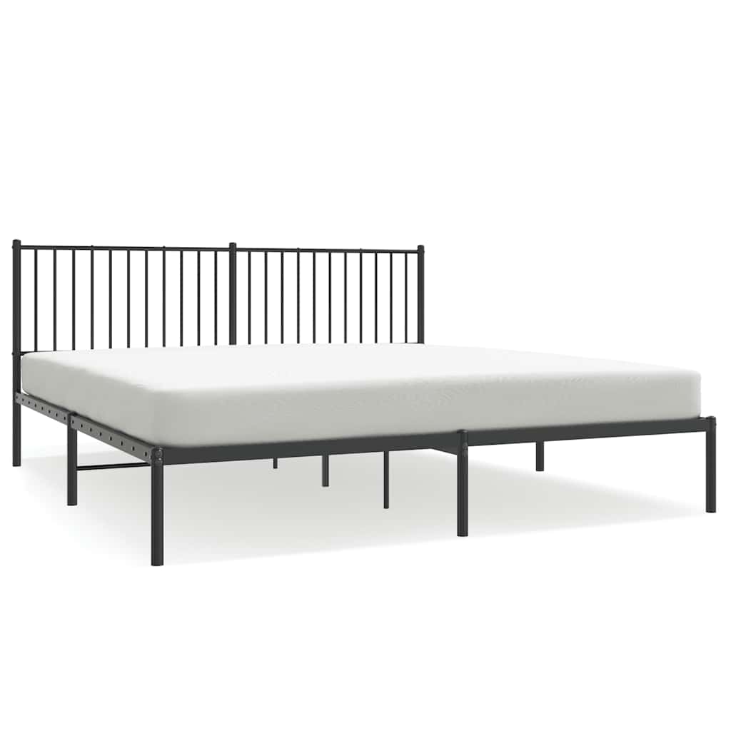 Cadre de lit métal sans matelas avec tête de lit noir 183x213cm - XIOS