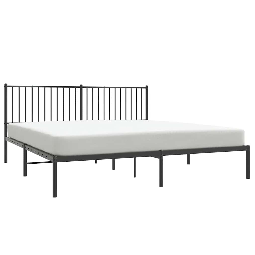 Cadre de lit métal sans matelas avec tête de lit noir 183x213cm - XIOS
