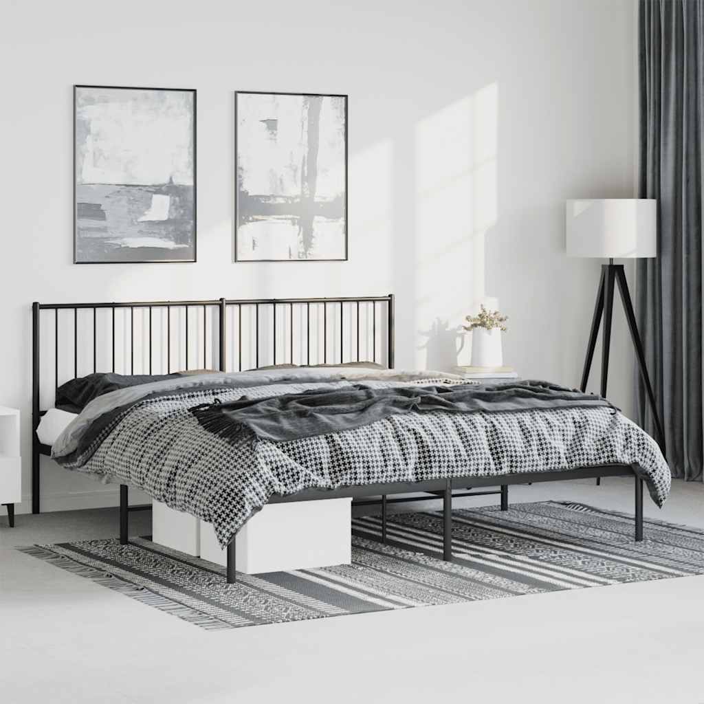 Cadre de lit métal sans matelas avec tête de lit noir 183x213cm - XIOS