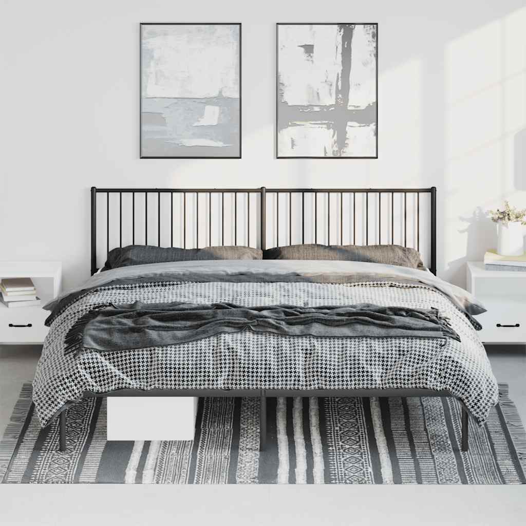 Cadre de lit métal sans matelas avec tête de lit noir 193x203cm - XIOS