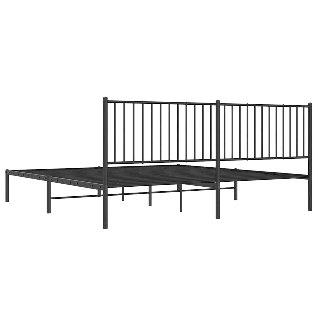 Cadre de lit métal sans matelas avec tête de lit noir 193x203cm - XIOS
