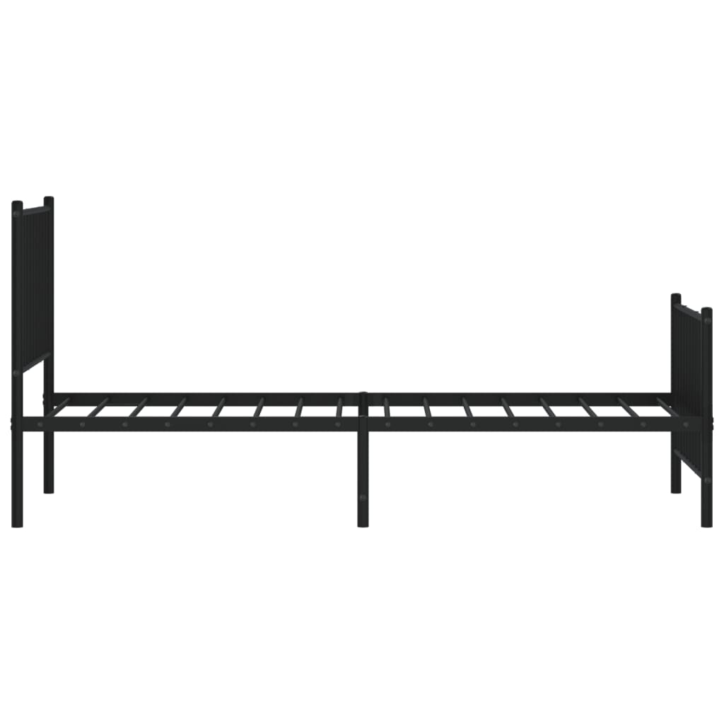 Cadre de lit métal sans matelas avec pied de lit noir 75x190 cm - XIOS