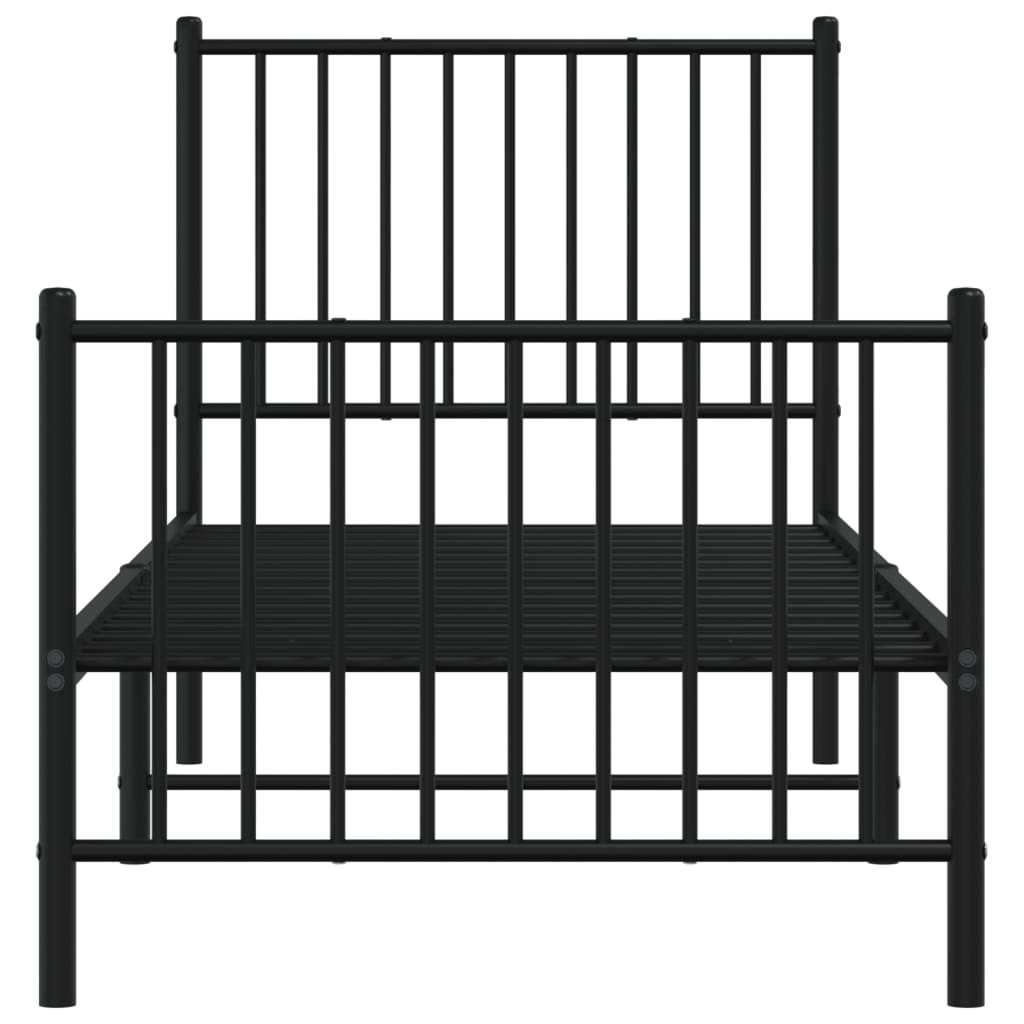 Cadre de lit métal sans matelas avec pied de lit noir 80x200 cm - XIOS
